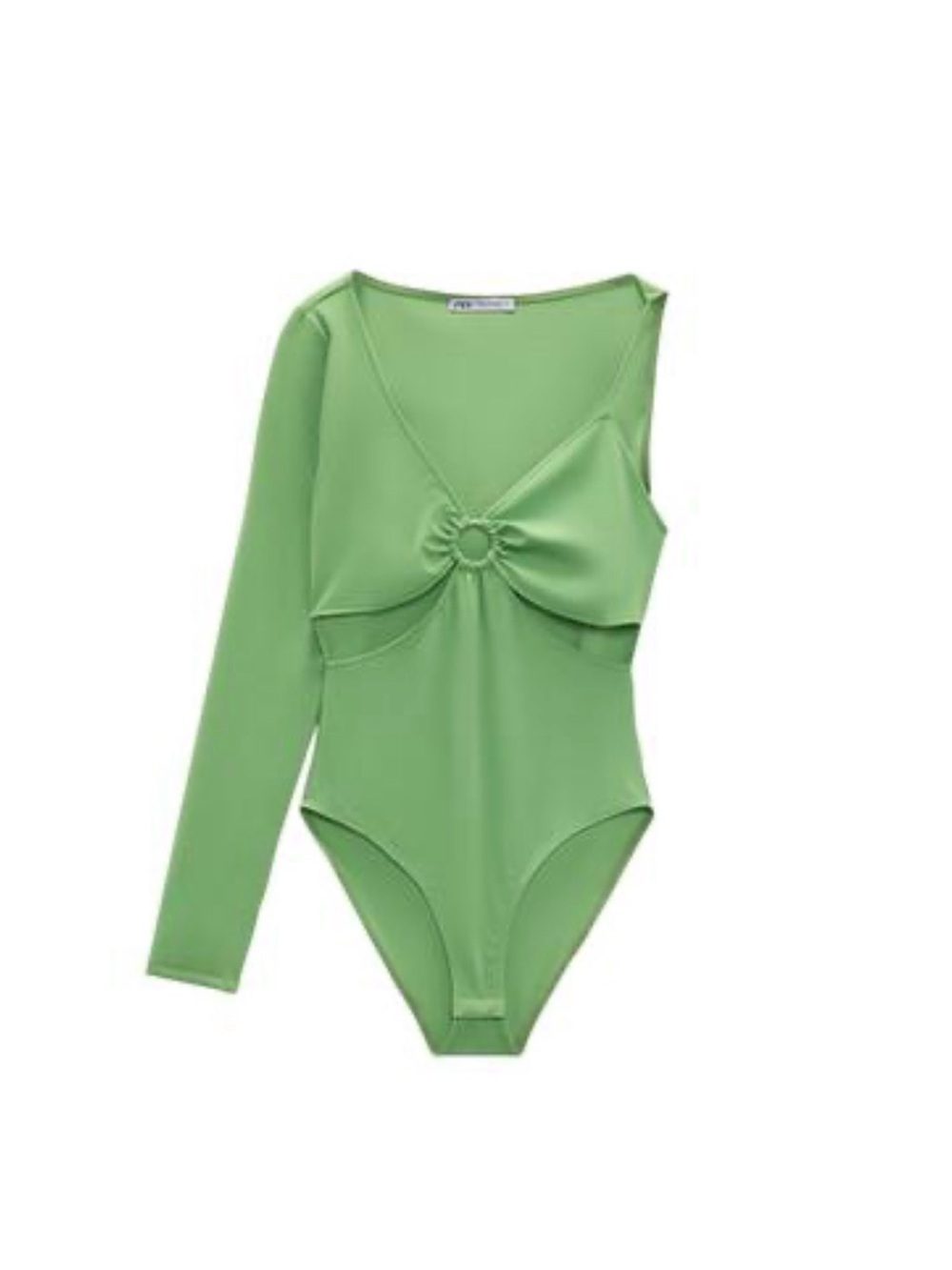 ZARA ASYMMETRIC CUT OUT BODYSUIT GREEN M